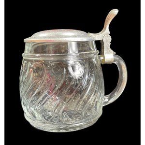 Vintage 1985 W. German Wandertage Hochdorf Silver? Lid Glass Beer Mug.  4.5"